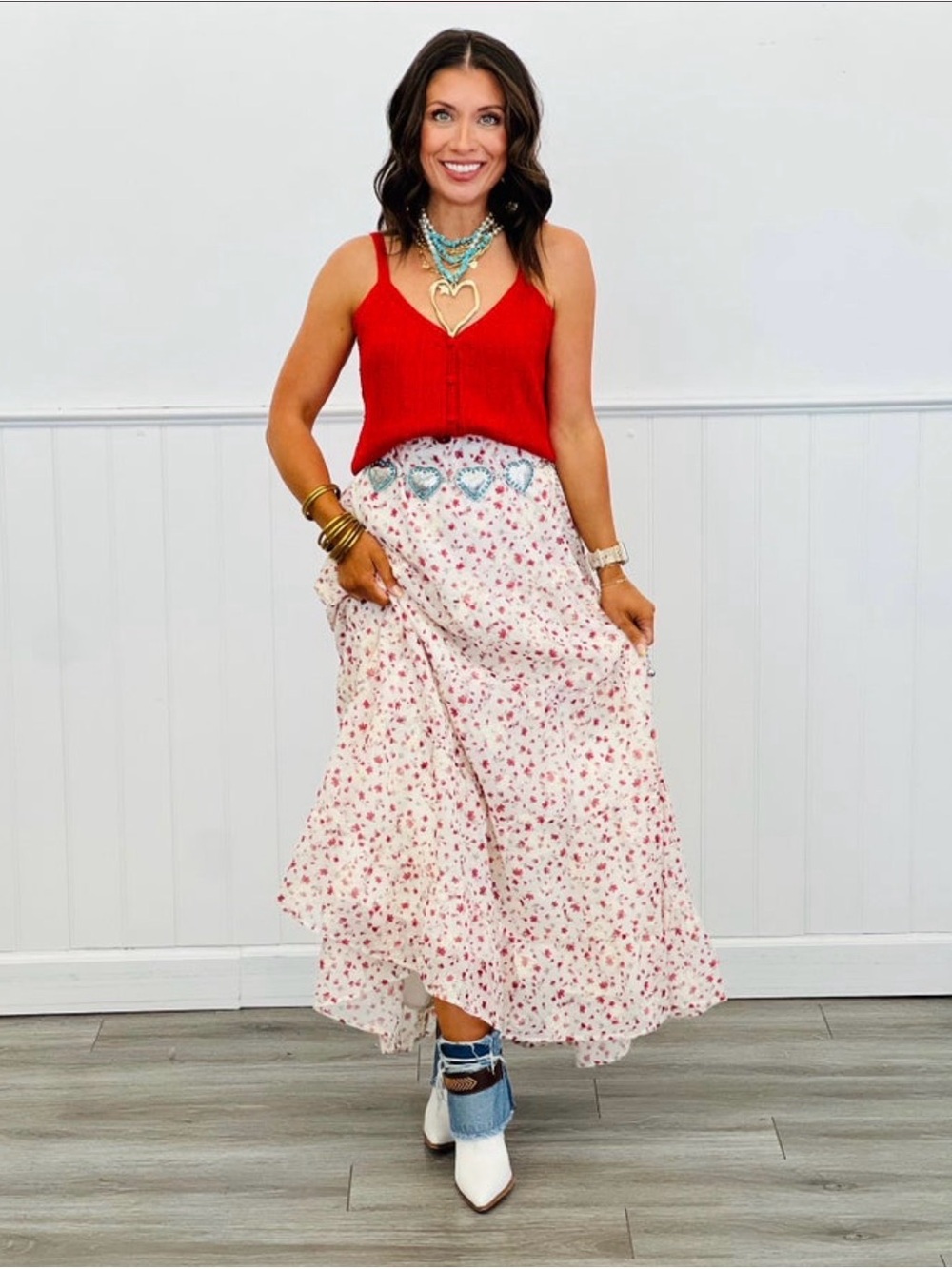 🆕❤️ALLIE ROSE: RUBY Pointelle Button Tank Top SMALL - Picture 2 of 8